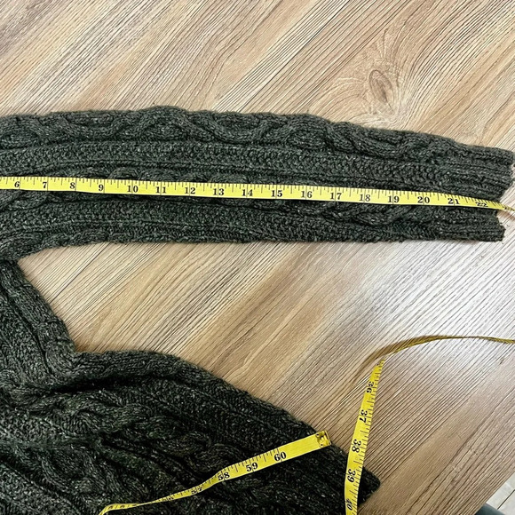 VTG Ralph Lauren Green Wool Fisherman Hand Knit 1/4 Zip Sweater Mens Size Large - Picture 8 of 9